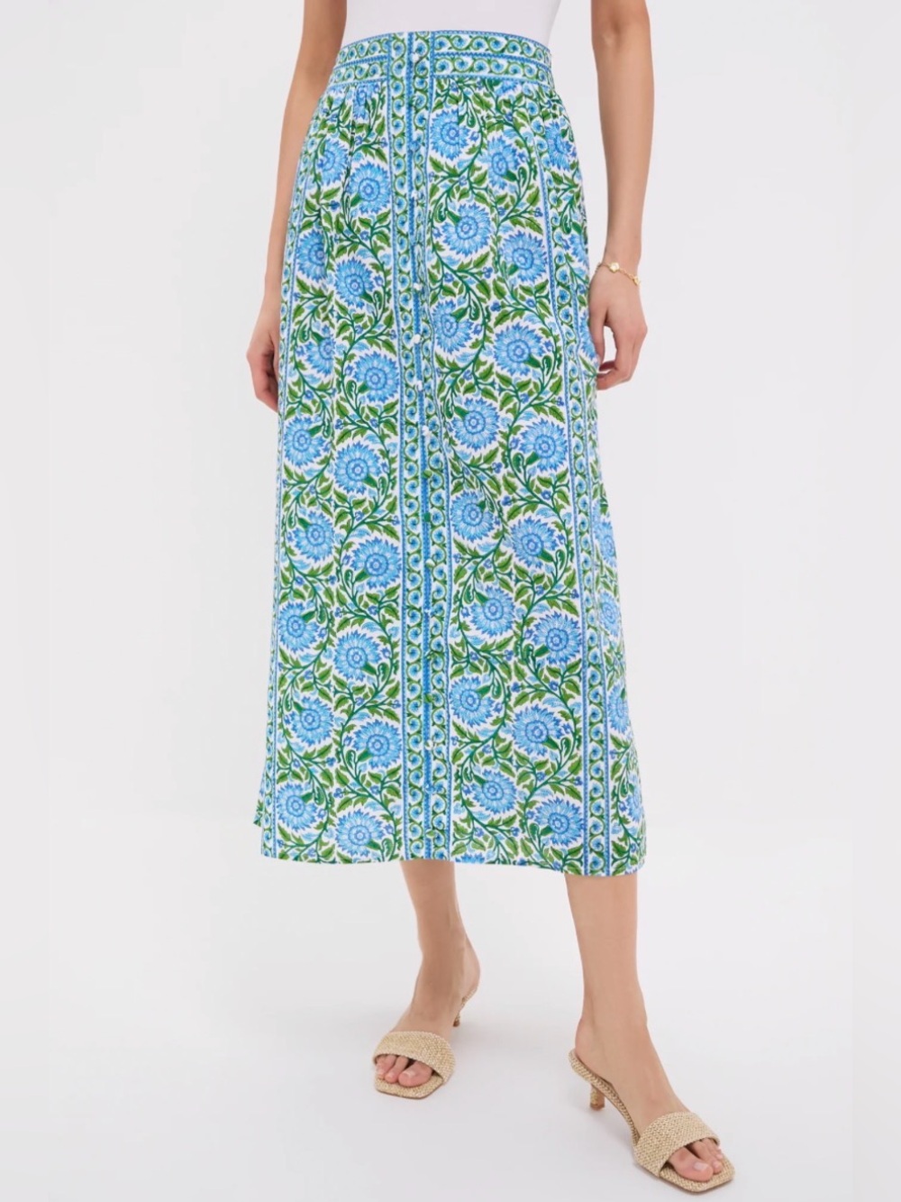 Pink City Prints Block Print Floral Maxi Skirt - Picture 3 of 8